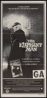 8c288 ELEPHANT MAN Aust daybill '80 John Hurt is not an animal, David Lynch!