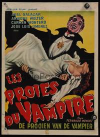 8c236 EL VAMPIRO Belgian '57 great art of Mexican vampire holding his victim!