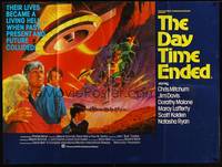 8c191 DAY TIME ENDED British quad '80 their lives became a living Hell, wacky sci-fi monster art!