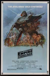 8c463 EMPIRE STRIKES BACK style B 1sh '80 George Lucas sci-fi classic, cool artwork by Tom Jung!