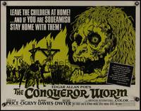 8c087 CONQUEROR WORM 1/2sh '68 Edgar Allan Poe, Vincent Price, gruesome horror art!