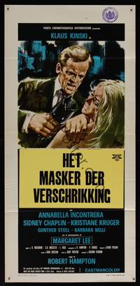 8c214 DOUBLE FACE Italian locandina '69 art of Klaus Kinski attacking girl, written by Lucio Fulci!