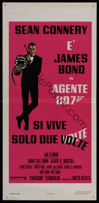 8c230 YOU ONLY LIVE TWICE Italian locandina R70s art of Sean Connery as James Bond with gun!