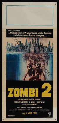 8c231 ZOMBI 2 Italian locandina '79 Lucio Fulci, cool art of zombie horde heading to New York City!