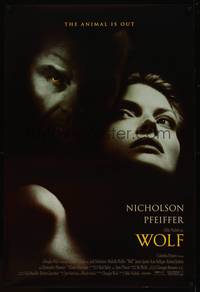 8c567 WOLF int'l 1sh '94 Jack Nicholson, Michelle Pfeiffer, the animal is out!