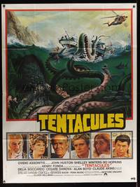 8d107 TENTACLES French 1p '77 completely different art of monster attacking ship by Jean Mascii!