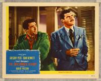 8j493 MACOMBER AFFAIR LC #2 '47 2-shot of Gregory Peck smiling at Robert Preston looking off!