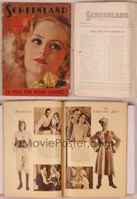 8k086 SCREENLAND magazine November 1930, wonderful art of Greta Garbo by Rolf Armstrong!