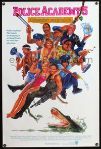 8r374 POLICE ACADEMY 5 1sh '88 Bubba Smith, Michael Winslow, wacky Ramsey art!