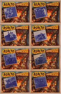 9f569 HURRICANE EXPRESS 8 Mexican LCs R50s John Wayne serial, cool train action artwork!