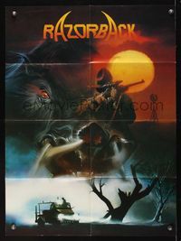 9j564 RAZORBACK teaser Aust 1sh '84 Australian horror, cool artwork by Clinton!