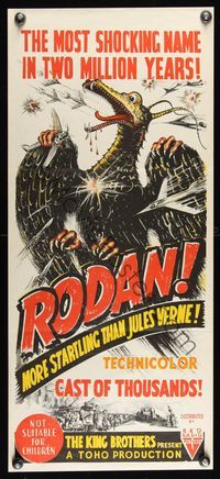 9j881 RODAN Aust daybill1959 Sora no Daikaiju Radon, cool art of the monster, Ishiro Honda!