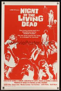 9v339 NIGHT OF THE LIVING DEAD 1sh R78 George Romero zombie classic, they lust for human flesh!