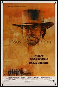 9v349 PALE RIDER 1sh '85 great artwork of cowboy Clint Eastwood by C. Michael Dudash!