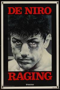 9v359 RAGING BULL teaser 1sh '80 Martin Scorsese, classic close up boxing image of Robert De Niro!