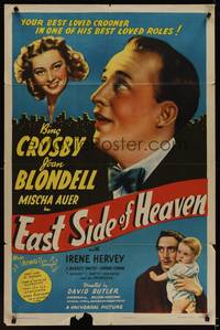 9x247 EAST SIDE OF HEAVEN 1sh R45 crooner Bing Crosby, sexy Joan Blondell, Baby Sandy!