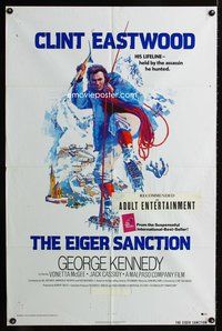 9x251 EIGER SANCTION 1sh '75 Clint Eastwood's lifeline was held by the assassin he hunted!