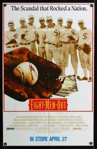 9x252 EIGHT MEN OUT video 1sh '88 John Sayles, John Cusack, Chicago Black Sox, baseball!