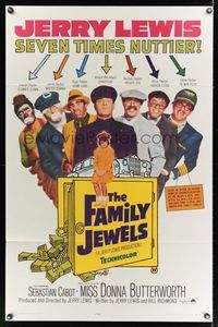 9x263 FAMILY JEWELS 1sh '65 wacky Jerry Lewis is seven times nuttier in seven roles!