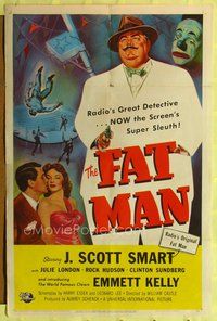 9x265 FAT MAN 1sh '51 J. Scott Smart, young Rock Hudson, Julie London!