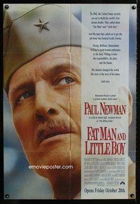 9x266 FAT MAN & LITTLE BOY advance 1sh '89 directed by Roland Joffe, great Paul Newman image!