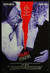 9x267 FATAL ATTRACTION 1sh '87 Michael Douglas, Glenn Close, a terrifying love story!