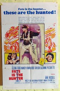 9x268 FATE IS THE HUNTER 1sh '64 Glenn Ford, Nancy Kwan, Rod Taylor, Suzanne Pleshette!