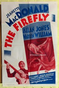 9x273 FIREFLY 1sh R62 romantic art of Jeanette MacDonald & Allan Jones!