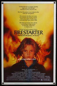 9x274 FIRESTARTER 1sh '84 close up of creepy eight year-old Drew Barrymore, sci-fi!