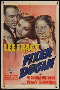 9x276 FIXER DUGAN 1sh '39 close-up artwork of circus owner Lee Tracy, Virginia Weidler!