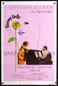 9x290 FUNNY LADY 1sh '75 Barbra Streisand watches James Caan play piano!