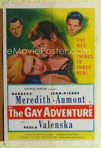 9x292 GAY ADVENTURE 1sh '53 sexy Paula Valenska was all things to Burgess Meredith, Aumont!