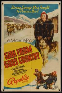 9x296 GIRL FROM GOD'S COUNTRY 1sh '40 artwork of Jane Wyatt with German Shepherd in Alaska!