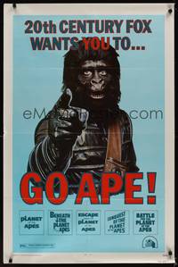 9x300 GO APE 1sh '74 5-bill Planet of the Apes, wonderful Uncle Sam parody art!