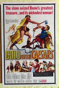 9x301 GOLD FOR THE CAESARS 1sh '64 Jeffrey Hunter, Mylene Demongeot, Ron Randell, violent art!