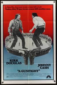 9x314 GUNFIGHT 1sh '71 people pay to see Kirk Douglas and Johnny Cash try to kill each other!