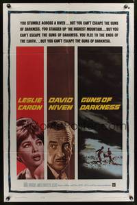 9x315 GUNS OF DARKNESS 1sh '62 art of Leslie Caron & David Niven who can't escape!