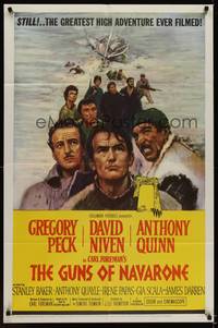 9x316 GUNS OF NAVARONE 1sh R66 Gregory Peck, David Niven & Anthony Quinn by Howard Terpning!