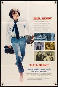 9x318 HAIL, HERO int'l 1sh '69 hippie Michael Douglas, Vietnam anti-war movie!