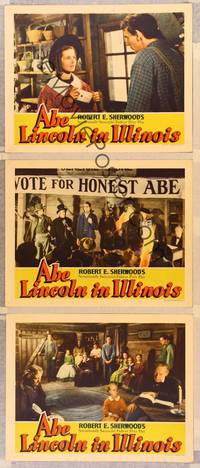 1e862 ABE LINCOLN IN ILLINOIS 3 LCs '40 Raymond Massey, Mary Howard!