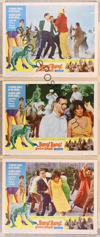 1e867 BANG BANG YOU'RE DEAD 3 LCs '66 wacky border art of Tony Randall crouching between sexy legs!