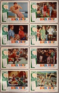 1e095 BEACH PARTY 8 LCs '63 Frankie Avalon & Annette Funicello, surfing & romance!