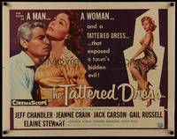 1g203 TATTERED DRESS style A 1/2sh '57 Jeff Chandler, sexy Jeanne Crain & Elaine Stewart!