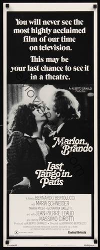 1h341 LAST TANGO IN PARIS style C insert R75 Marlon Brando, Maria Schneider, Bernardo Bertolucci