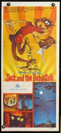 1s465 JACK & THE BEANSTALK Aust daybill '74 cool cartoon art of classic fairy tale!