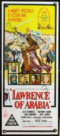 1s473 LAWRENCE OF ARABIA Aust daybill '63 David Lean classic starring Peter O'Toole!