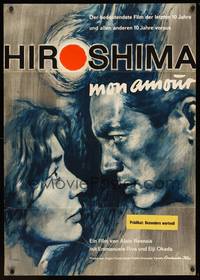 1s254 HIROSHIMA MON AMOUR German '60 Alain Resnais classic, great Litter art of Riva & Okada!