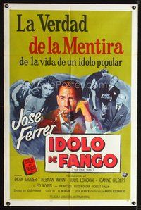 1s752 GREAT MAN Spanish/U.S. 1sh '57 Jose Ferrer exposes a great fake, with help from Julie London!