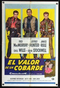 1s755 GUN FOR A COWARD Spanish/U.S. 1sh '56 art of Fred MacMurray, Jeffrey Hunter & Dean Stockwell!