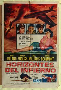 1s761 HELL'S HORIZON Spanish/U.S. 1sh '55 John Ireland, sexy Marla English & Chet Baker on trumpet!